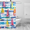 thumbnail image 1 of Yayeee Shower Curtain with Hooks 72"x72" Waterproof Fabric Bathroom Hanging Decor, Yellow Hand Drawn Sailboats, 1 of 5