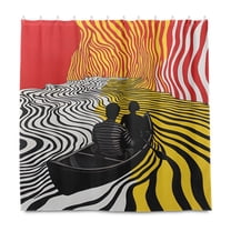 Yayeee Shower Curtain with Hooks 72"x72" Waterproof Fabric Bathroom Hanging Decor, Abstract Boat