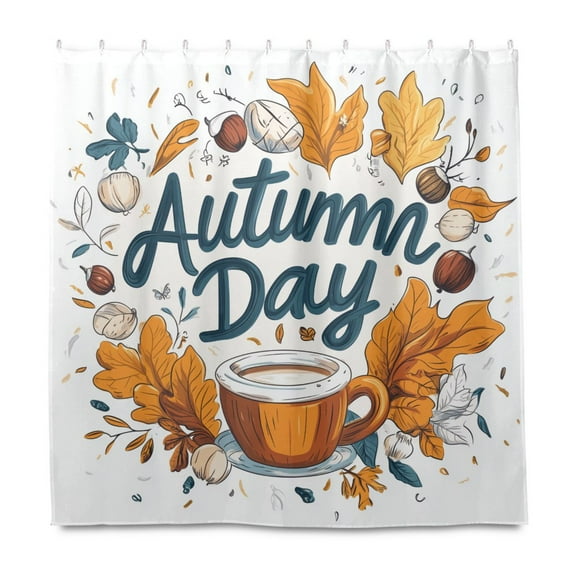 Yayeee Shower Curtain with Hooks 72"x72" Waterproof Fabric Bathroom Hanging Decor, Autumn Day with Cocoa Pattern
