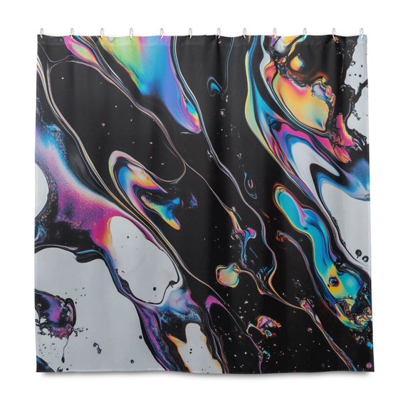 Yayeee Shower Curtain with Hooks 72"x72" Waterproof Fabric Bathroom Hanging Decor, Black