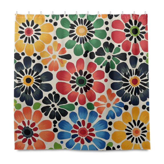 Yayeee Shower Curtain with Hooks 72"x72" Waterproof Fabric Bathroom Hanging Decor, Dark Floral