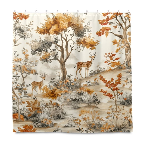 Yayeee Shower Curtain with Hooks 72"x72" Waterproof Fabric Bathroom Hanging Decor, Forest Pattern