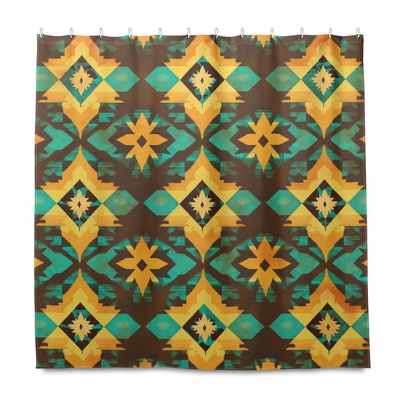 Yayeee Shower Curtain with Hooks 72"x72" Waterproof Fabric Bathroom Hanging Decor, Geometric Patterns