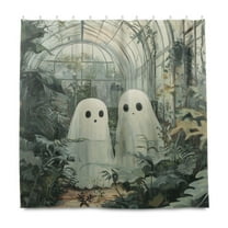 Yayeee Shower Curtain with Hooks 72"x72" Waterproof Fabric Bathroom Hanging Decor, Ghosts Playing in A Garden