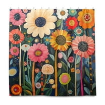 Yayeee Shower Curtain with Hooks 72"x72" Waterproof Fabric Bathroom Hanging Decor, Large Colorful Flowers