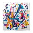 thumbnail image 1 of Yayeee Shower Curtain with Hooks 72"x72" Waterproof Fabric Bathroom Hanging Decor, Musical Pattern, 1 of 5