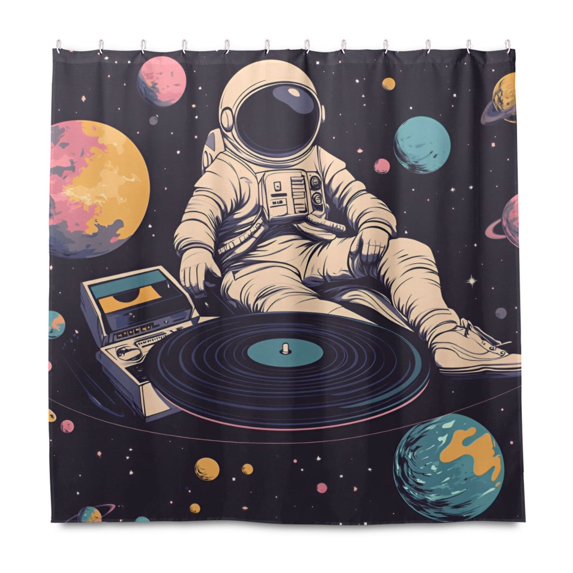 Yayeee Shower Curtain with Hooks 72"x72" Waterproof Fabric Bathroom Hanging Decor, Pink Record