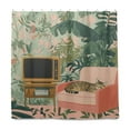 thumbnail image 1 of Yayeee Shower Curtain with Hooks 72"x72" Waterproof Fabric Bathroom Hanging Decor, Pink and Green Cat, 1 of 5