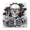thumbnail image 1 of Yayeee Shower Curtain with Hooks 72"x72" Waterproof Fabric Bathroom Hanging Decor, Skeleton with Glasses, 1 of 5