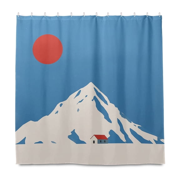 Yayeee Shower Curtain with Hooks 72"x72" Waterproof Fabric Bathroom Hanging Decor, Snow Mountain