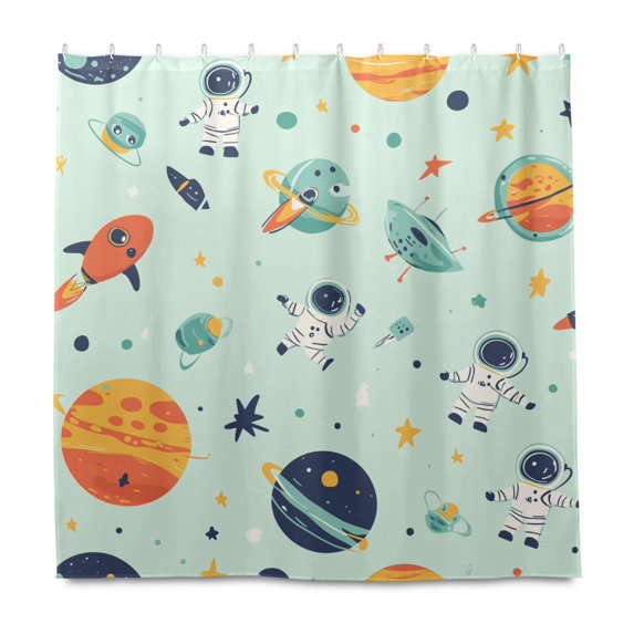 Yayeee Shower Curtain with Hooks 72"x72" Waterproof Fabric Bathroom Hanging Decor, Space Patterns
