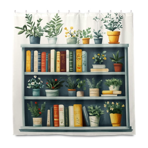 Yayeee Shower Curtain with Hooks 72"x72" Waterproof Fabric Bathroom Hanging Decor, White Shelf