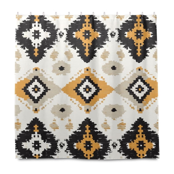 Yayeee Shower Curtain with Hooks 72"x72" Waterproof Fabric Bathroom Hanging Decor, White and Black