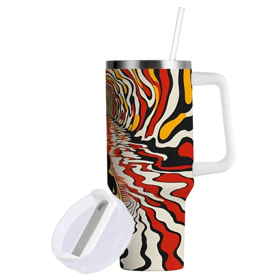 Yayeee 30oz Stainless Steel Tumbler with Straw and Handle Double-Wall Insulated Travel Water Bottle, Abstract Boat Ride