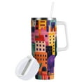 thumbnail image 1 of Yayeee 30oz Double-Wall Insulated Stainless Steel Tumbler with Handle Bottle, Art Buildings, 1 of 8