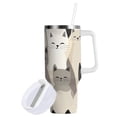 thumbnail image 1 of Yayeee 30oz Stainless Steel Tumbler with Straw and Handle Double-Wall Insulated Travel Water Bottle, Beige Cute Cats, 1 of 8