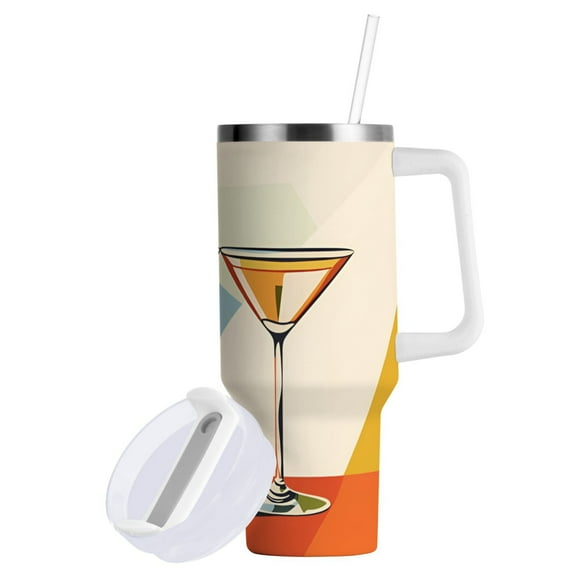 Yayeee 30oz Double-Wall Insulated Stainless Steel Tumbler with Handle Bottle, Beige Glasses