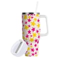 thumbnail image 1 of Yayeee 30oz Double-Wall Insulated Stainless Steel Tumbler with Handle Bottle, Beige Stars, 1 of 8