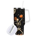 thumbnail image 1 of Yayeee 30oz Stainless Steel Tumbler with Straw and Handle Double-Wall Insulated Travel Water Bottle, Black Halloween Dancing Skeleton, 1 of 8
