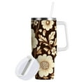 thumbnail image 1 of Yayeee 30oz Double-Wall Insulated Stainless Steel Tumbler with Handle Bottle, Brown Floral, 1 of 8