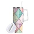 thumbnail image 1 of Yayeee 30oz Stainless Steel Tumbler with Straw and Handle Double-Wall Insulated Travel Water Bottle, Colorful Geometric, 1 of 8