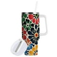 thumbnail image 1 of Yayeee 30oz Double-Wall Insulated Stainless Steel Tumbler with Handle Bottle, Dark Floral, 1 of 8