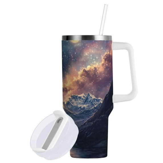 Yayeee 30oz Double-Wall Insulated Stainless Steel Tumbler with Handle Bottle, Ethereal Mountain
