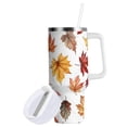 thumbnail image 1 of Yayeee 30oz Stainless Steel Tumbler with Straw and Handle Double-Wall Insulated Travel Water Bottle, Gray Autumn Leaves, 1 of 8