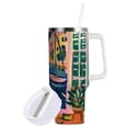 thumbnail image 1 of Yayeee 30oz Stainless Steel Tumbler with Straw and Handle Double-Wall Insulated Travel Water Bottle, Green Window, 1 of 8