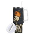thumbnail image 1 of Yayeee 30oz Stainless Steel Tumbler with Straw and Handle Double-Wall Insulated Travel Water Bottle, Halloween Skeletons, 1 of 8