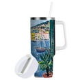 thumbnail image 1 of Yayeee 30oz Stainless Steel Tumbler with Straw and Handle Double-Wall Insulated Travel Water Bottle, Pink Window, 1 of 8