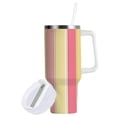 thumbnail image 1 of Yayeee 30oz Stainless Steel Tumbler with Straw and Handle Double-Wall Insulated Travel Water Bottle, Pink and Yellow Striped Pattern, 1 of 8