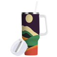 thumbnail image 1 of Yayeee 30oz Stainless Steel Tumbler with Straw and Handle Double-Wall Insulated Travel Water Bottle, Purple Mountain, 1 of 8