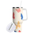 thumbnail image 1 of Yayeee 30oz Stainless Steel Tumbler with Straw and Handle Double-Wall Insulated Travel Water Bottle, Red Butterflies, 1 of 8