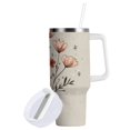 thumbnail image 1 of Yayeee 30oz Double-Wall Insulated Stainless Steel Tumbler with Handle Bottle, Red Flower, 1 of 8