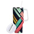 thumbnail image 1 of Yayeee 30oz Stainless Steel Tumbler with Straw and Handle Double-Wall Insulated Travel Water Bottle, Red Geometric, 1 of 8