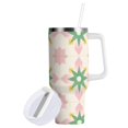 thumbnail image 1 of Yayeee 30oz Stainless Steel Tumbler with Straw and Handle Double-Wall Insulated Travel Water Bottle, Retro Green Stars, 1 of 8