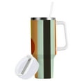 thumbnail image 1 of Yayeee 30oz Stainless Steel Tumbler with Straw and Handle Double-Wall Insulated Travel Water Bottle, Stripes and Circle, 1 of 8