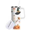 thumbnail image 1 of Yayeee 30oz Stainless Steel Tumbler with Straw and Handle Double-Wall Insulated Travel Water Bottle, White Halloween Pumpkin, 1 of 8