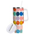 thumbnail image 1 of Yayeee 30oz Stainless Steel Tumbler with Straw and Handle Double-Wall Insulated Travel Water Bottle, Yellow Circles, 1 of 8