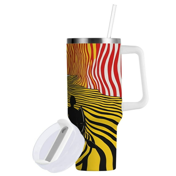 Yayeee 40oz Double-Wall Insulated Stainless Steel Tumbler with Handle Bottle, Abstract Boat