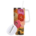 thumbnail image 1 of Yayeee 40oz Double-Wall Insulated Stainless Steel Tumbler with Handle Bottle, Abstract Floral, 1 of 8