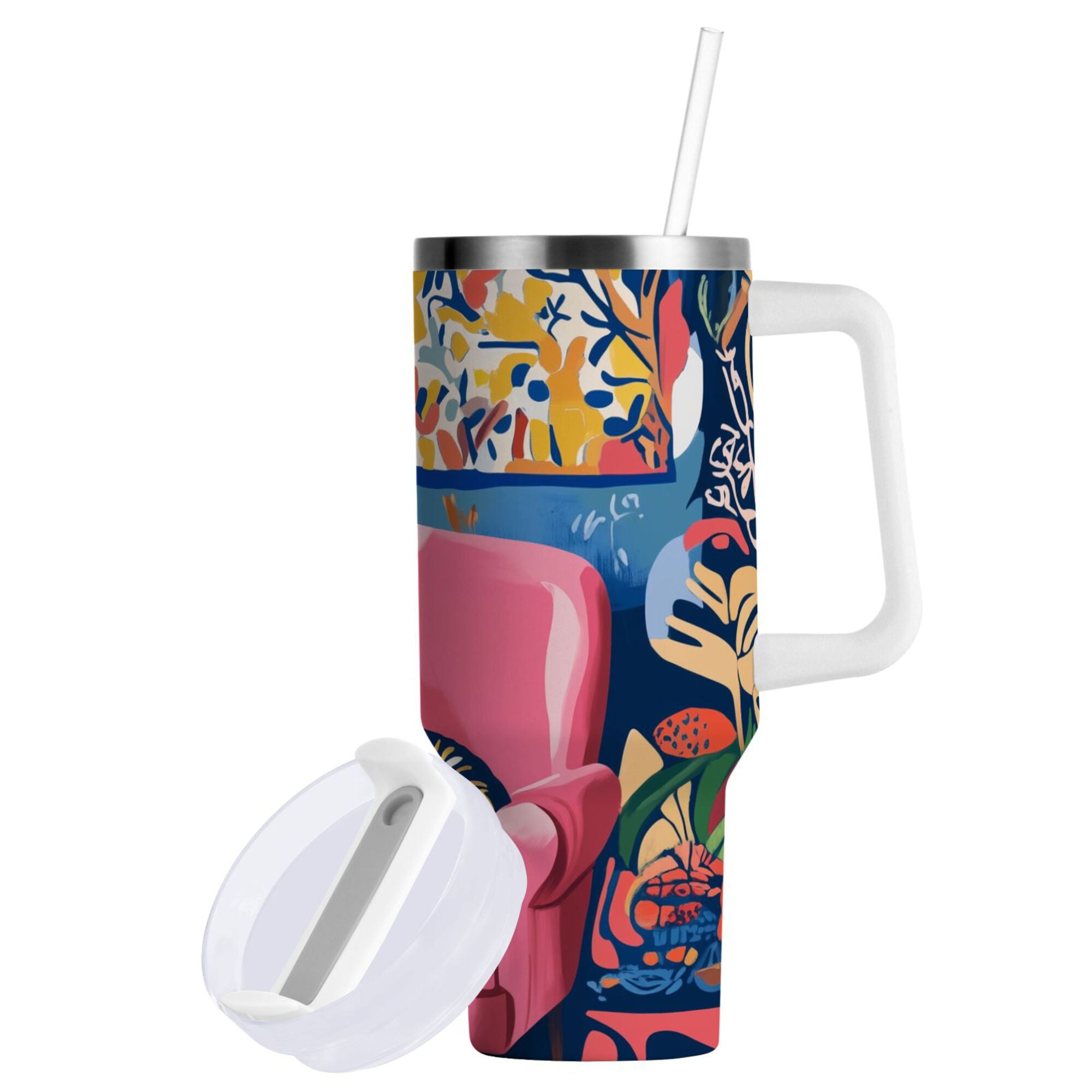 Yayeee Stainless Steel Tumbler with Straw and Handle 40oz Insulated