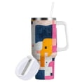 thumbnail image 1 of Yayeee 40oz Double-Wall Insulated Stainless Steel Tumbler with Handle Bottle, Art Geometric, 1 of 8