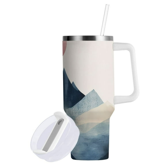 Yayeee 40oz Double-Wall Insulated Stainless Steel Tumbler with Handle Bottle, Art Mountains
