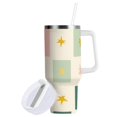 thumbnail image 1 of Yayeee 40oz Stainless Steel Tumbler with Straw and Handle Double-Wall Insulated Travel Water Bottle, Beige Abstract, 1 of 8