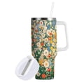 thumbnail image 1 of Yayeee 40oz Stainless Steel Tumbler with Straw and Handle Double-Wall Insulated Travel Water Bottle, Beige Floral Garden, 1 of 8