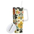 thumbnail image 1 of Yayeee 40oz Double-Wall Insulated Stainless Steel Tumbler with Handle Bottle, Beige Floral, 1 of 8