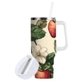 thumbnail image 1 of Yayeee 40oz Stainless Steel Tumbler with Straw and Handle Double-Wall Insulated Travel Water Bottle, Beige Strawberry, 1 of 8