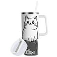 thumbnail image 1 of Yayeee 40oz Double-Wall Insulated Stainless Steel Tumbler with Handle Bottle, Black Chubby Cat, 1 of 8